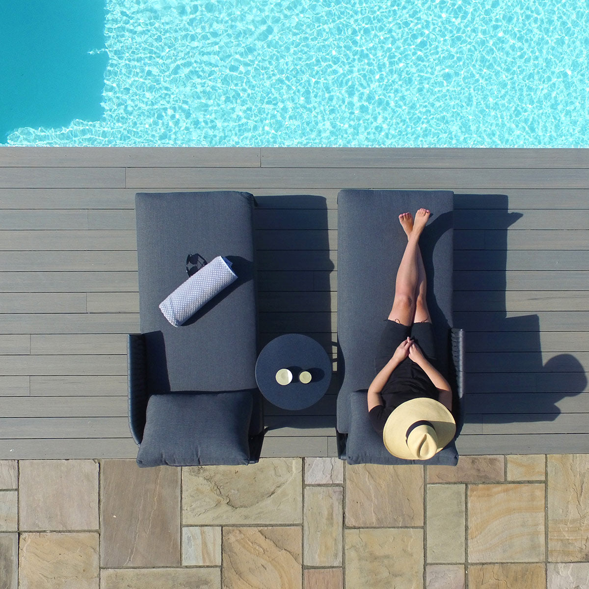 Marina Double Sunlounger Set in Charcoal