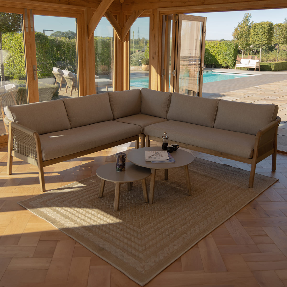 Martinique Corner Sofa Set in Light Brown