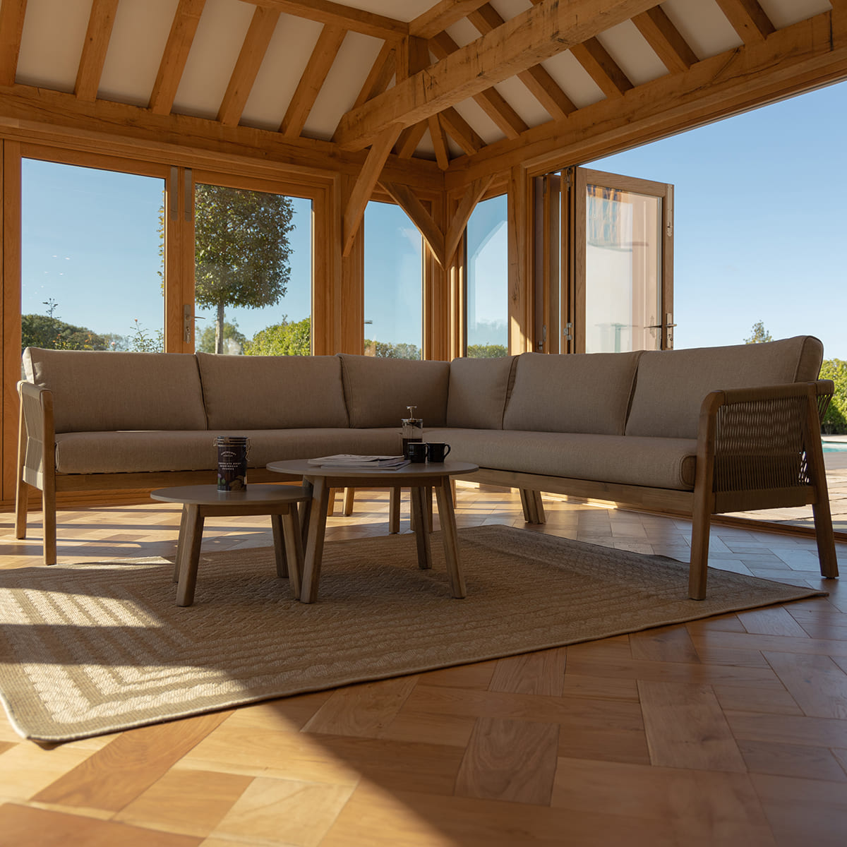 Martinique Corner Sofa Set in Light Brown