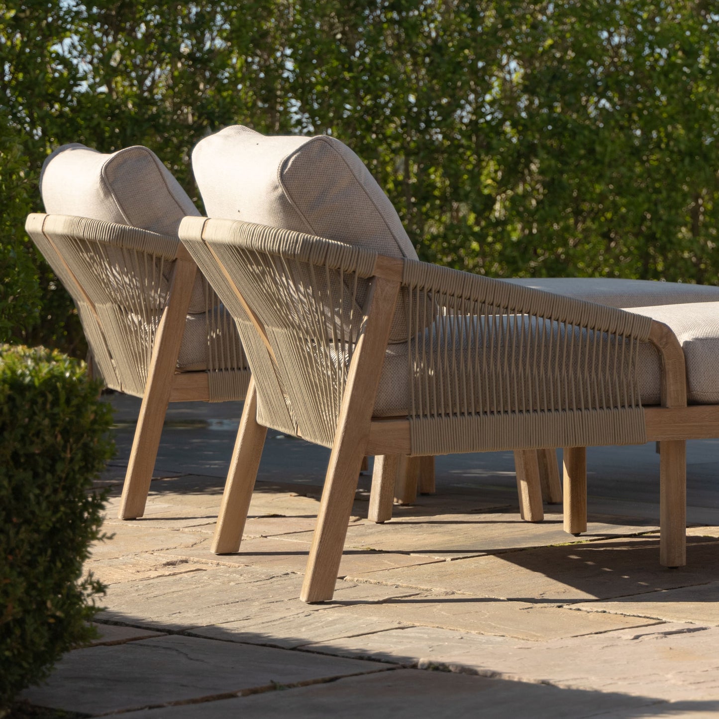 Martinique Double Sunlounger Set in Light Brown