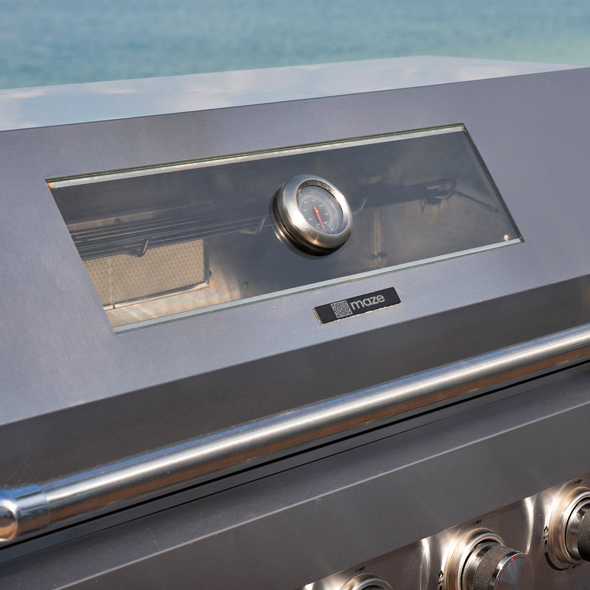 Maze Large Linear Outdoor Kitchen With Sink & Fridge in Stainless Steel