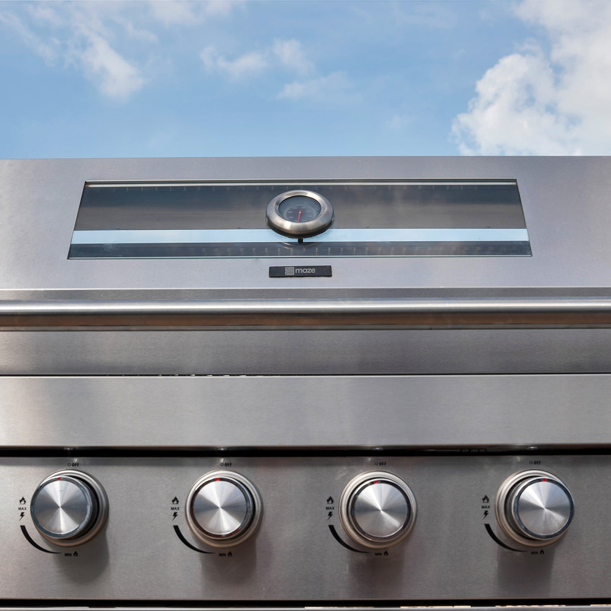 Maze Large Linear Outdoor Kitchen With Sink & Fridge in Stainless Steel