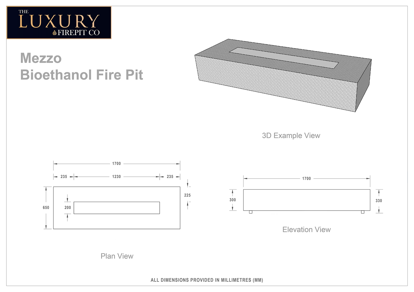 Mezzo Fire Pit (Bioethanol) in White: Elevate Your Outdoor Oasis