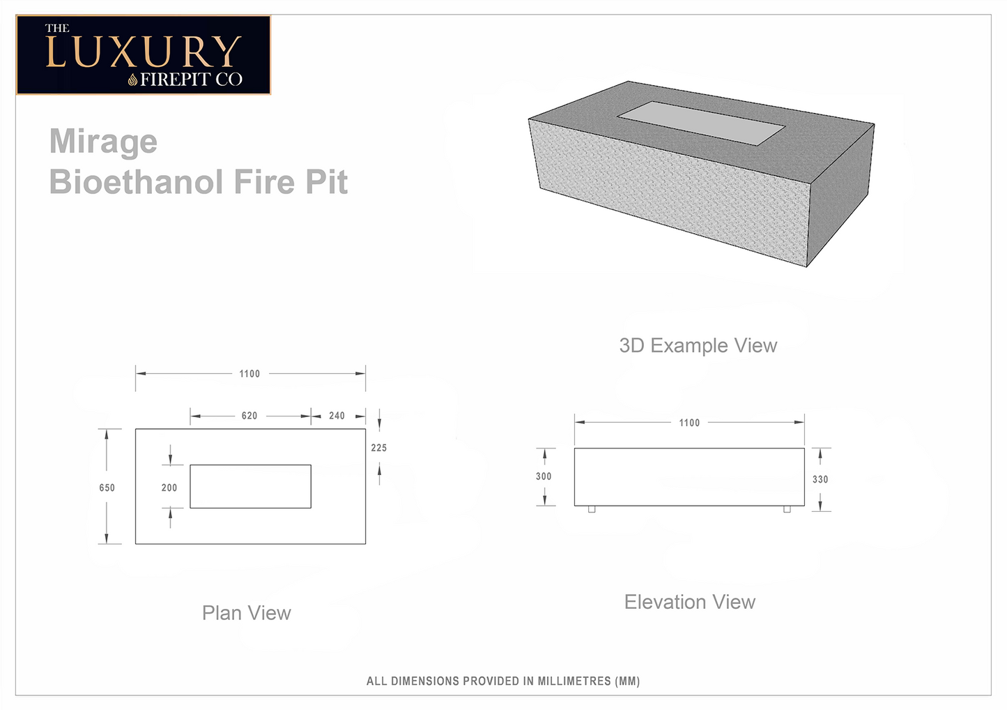 Mirage Fire Pit (Bioethanol) in White: Effortless Elegance for Your Outdoor Space