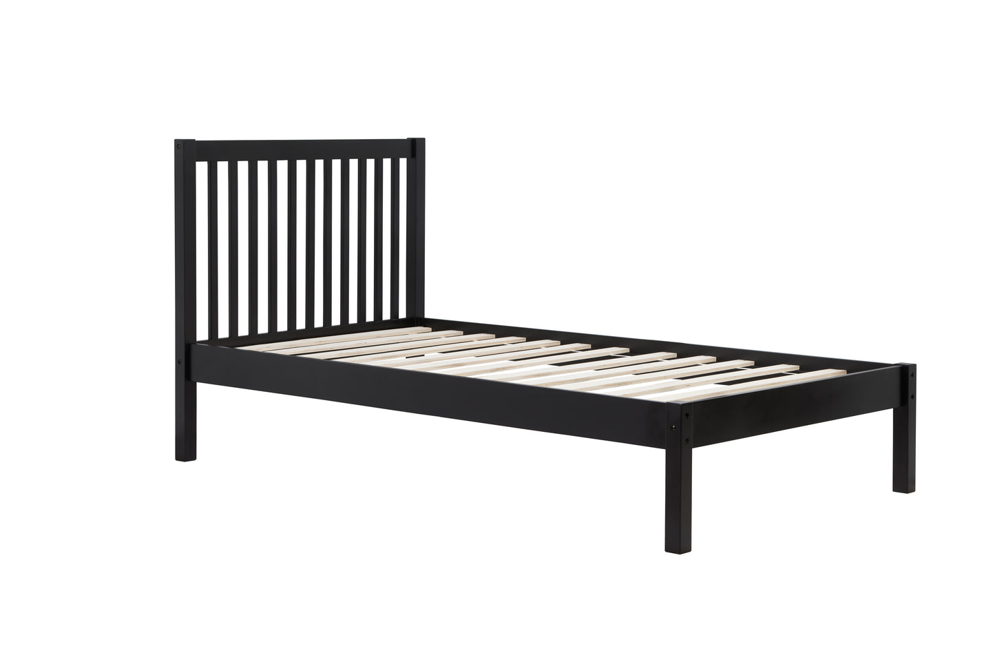 Nova Black Wooden Single Bed Frame - Traditional Elegance and Robust Construction