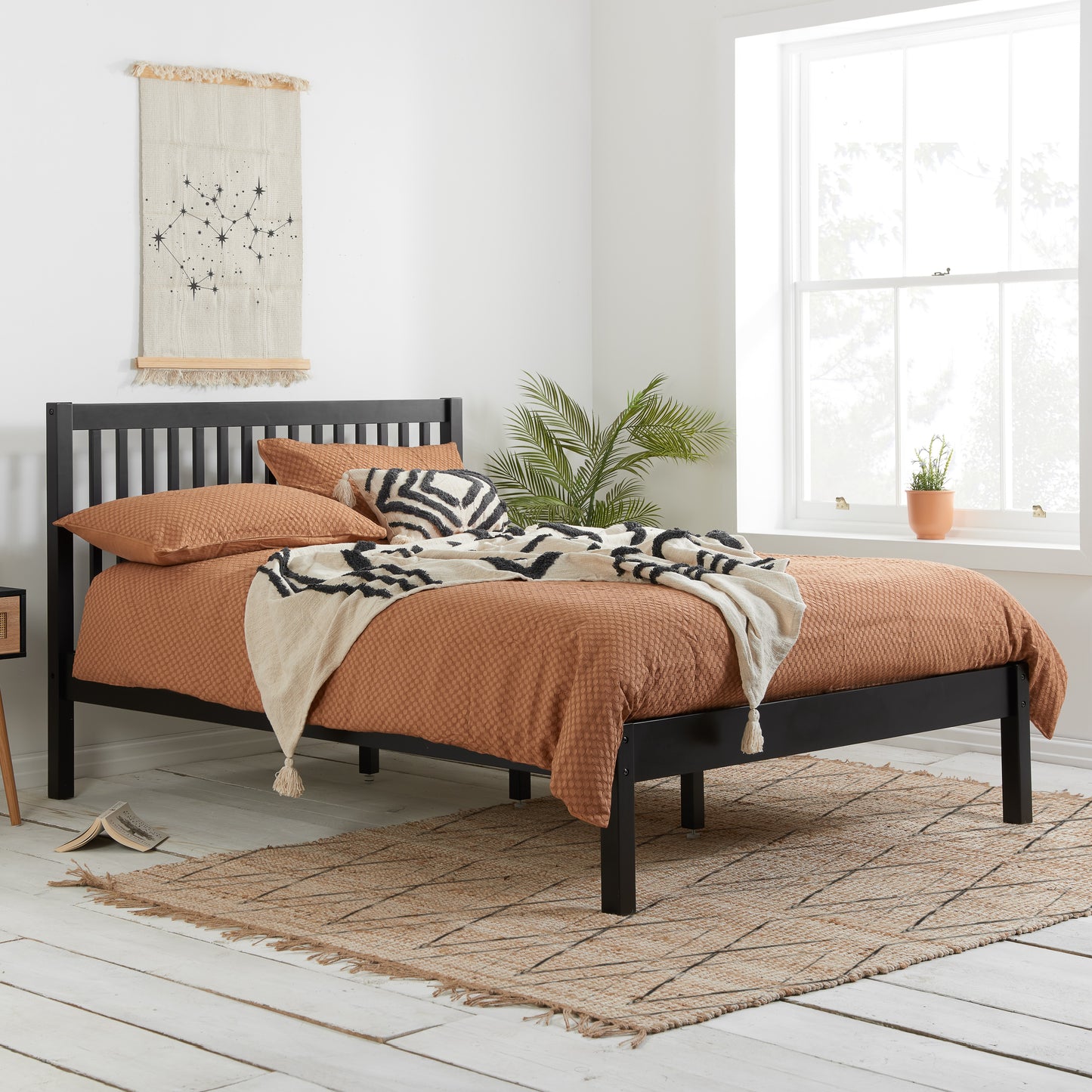 Nova Black Wooden Single Bed Frame - Traditional Elegance and Robust Construction