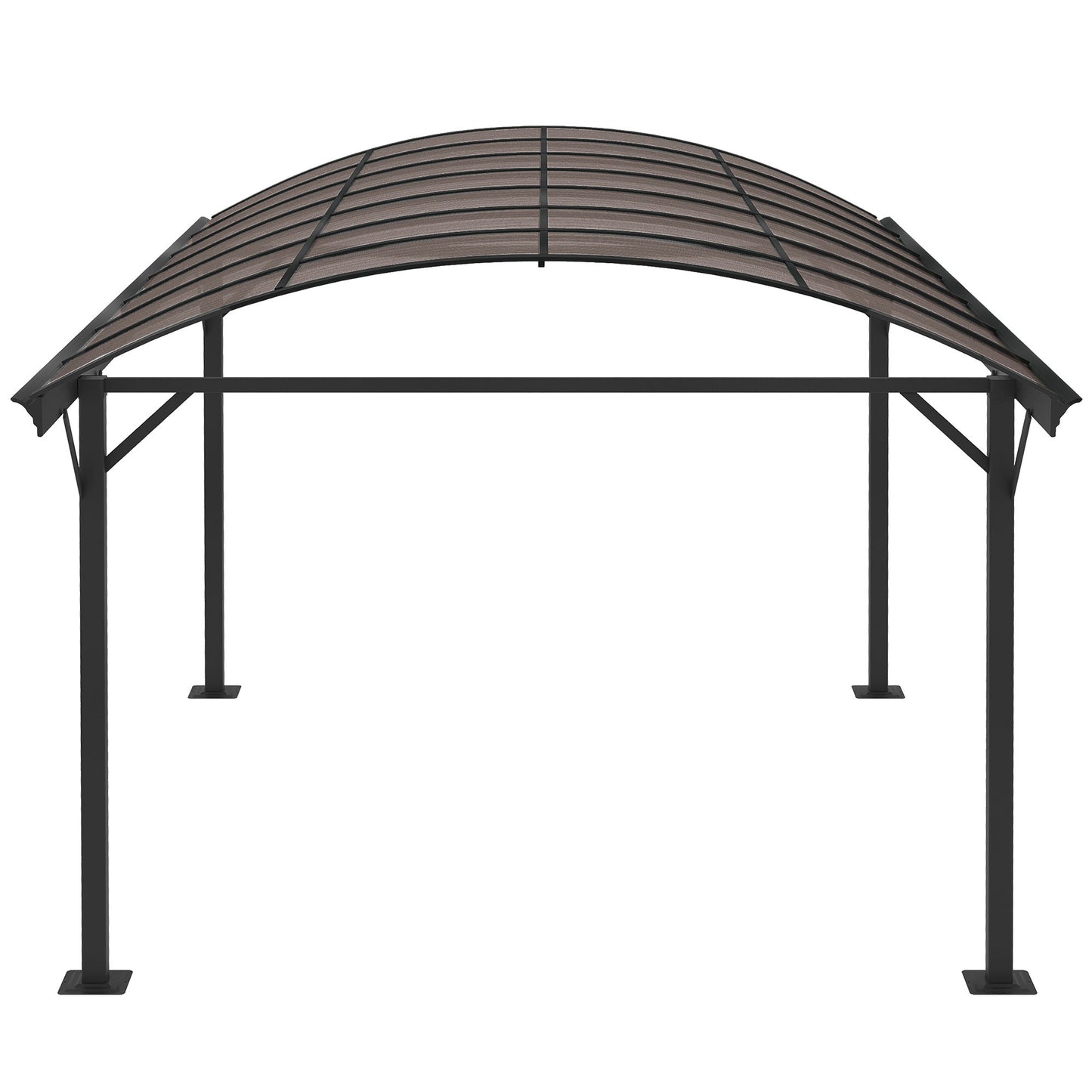 Outsunny 5 x 3m Hardtop Aluminium Pergola with Polycarbonate Roof in Brown