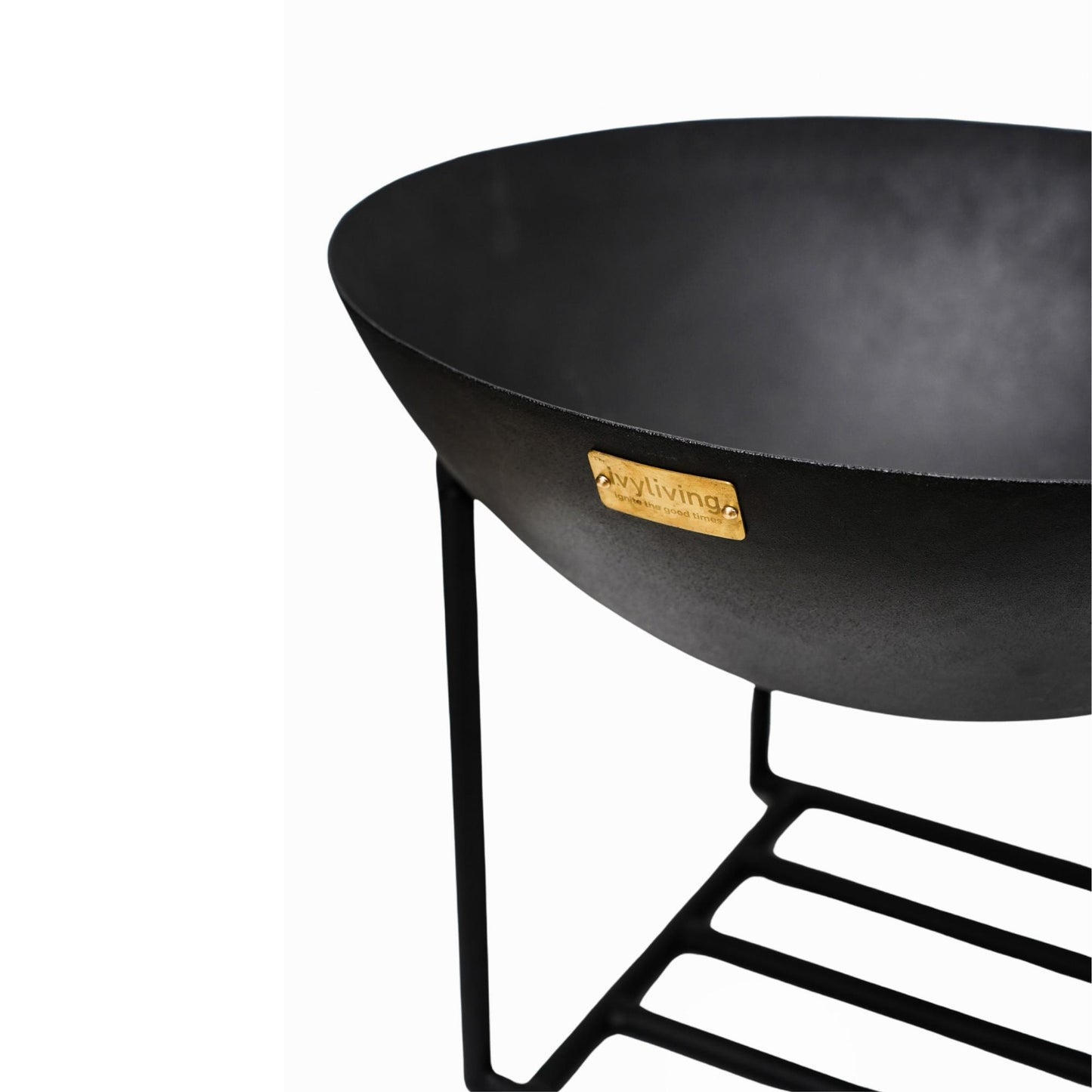 Outdoor XL Cast Iron Fire Pit in Black Iron H49cm W80cm