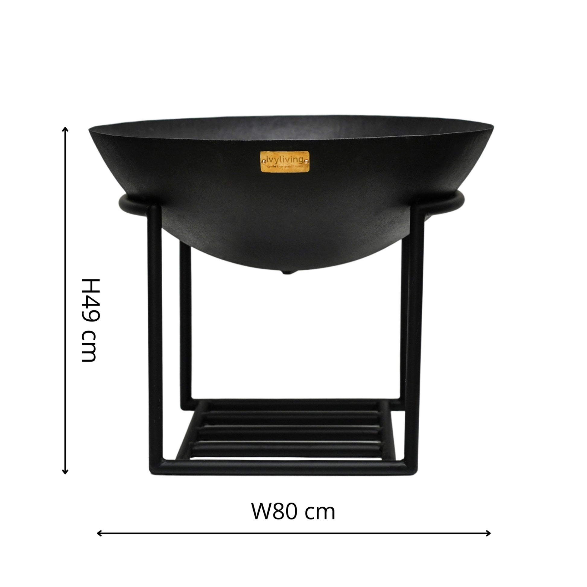 Outdoor XL Cast Iron Fire Pit in Black Iron H49cm W80cm