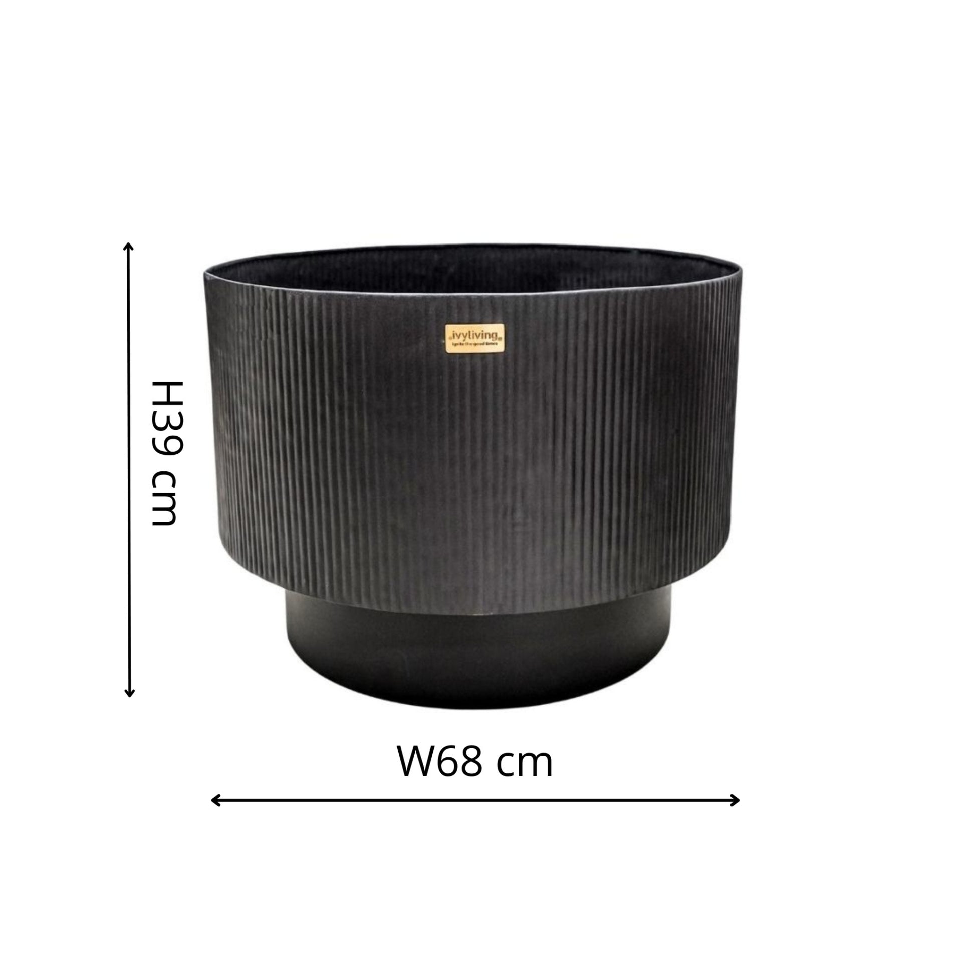 Outdoor Detroit Fire Pit in Matte Black H39cm D68cm