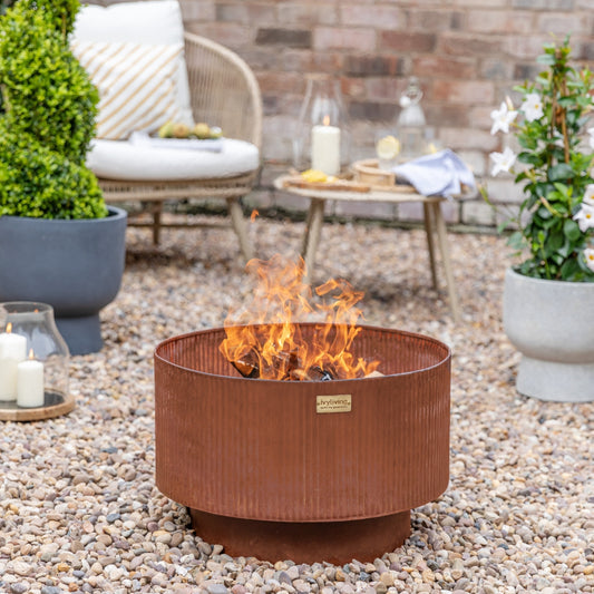 Outdoor Detroit Fire Pit in Rust H35cm D53cm