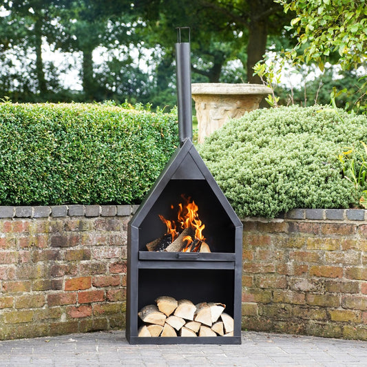 Outdoor Henley Fireplace Black with Grill Iron H168Cm W61Cm