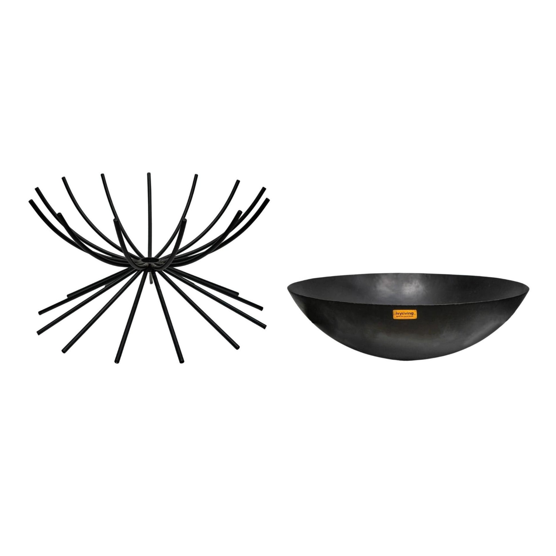 Outdoor Metal Dakota Fire Pit in Black H37Cm W71Cm