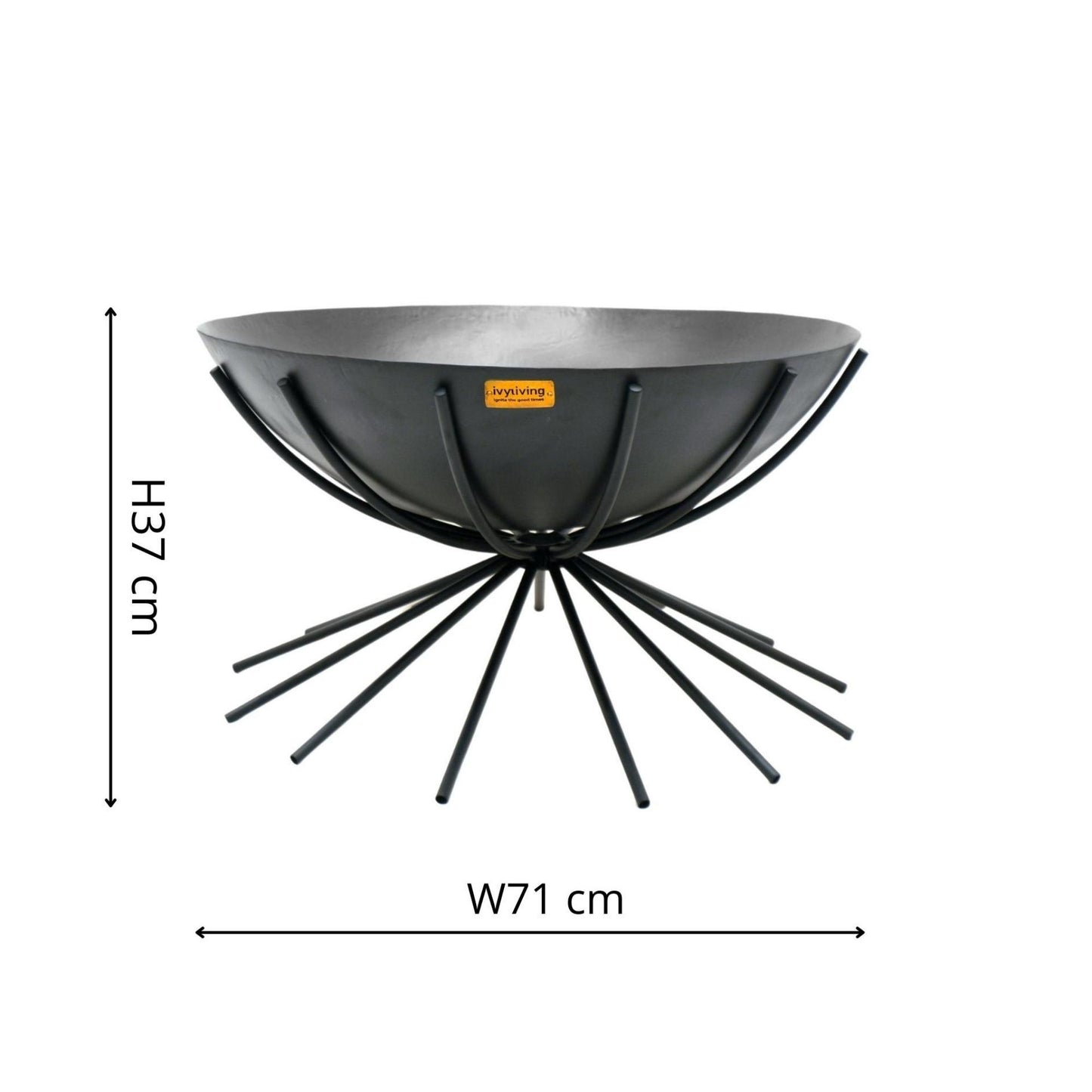 Outdoor Metal Dakota Fire Pit in Black H37Cm W71Cm