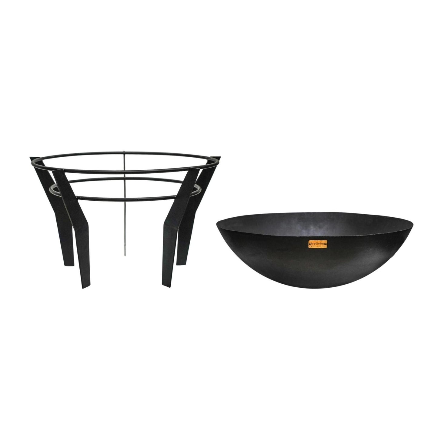 Outdoor Metal Kendal Fire Pit on Stand in Black H44.5Cm W77Cm