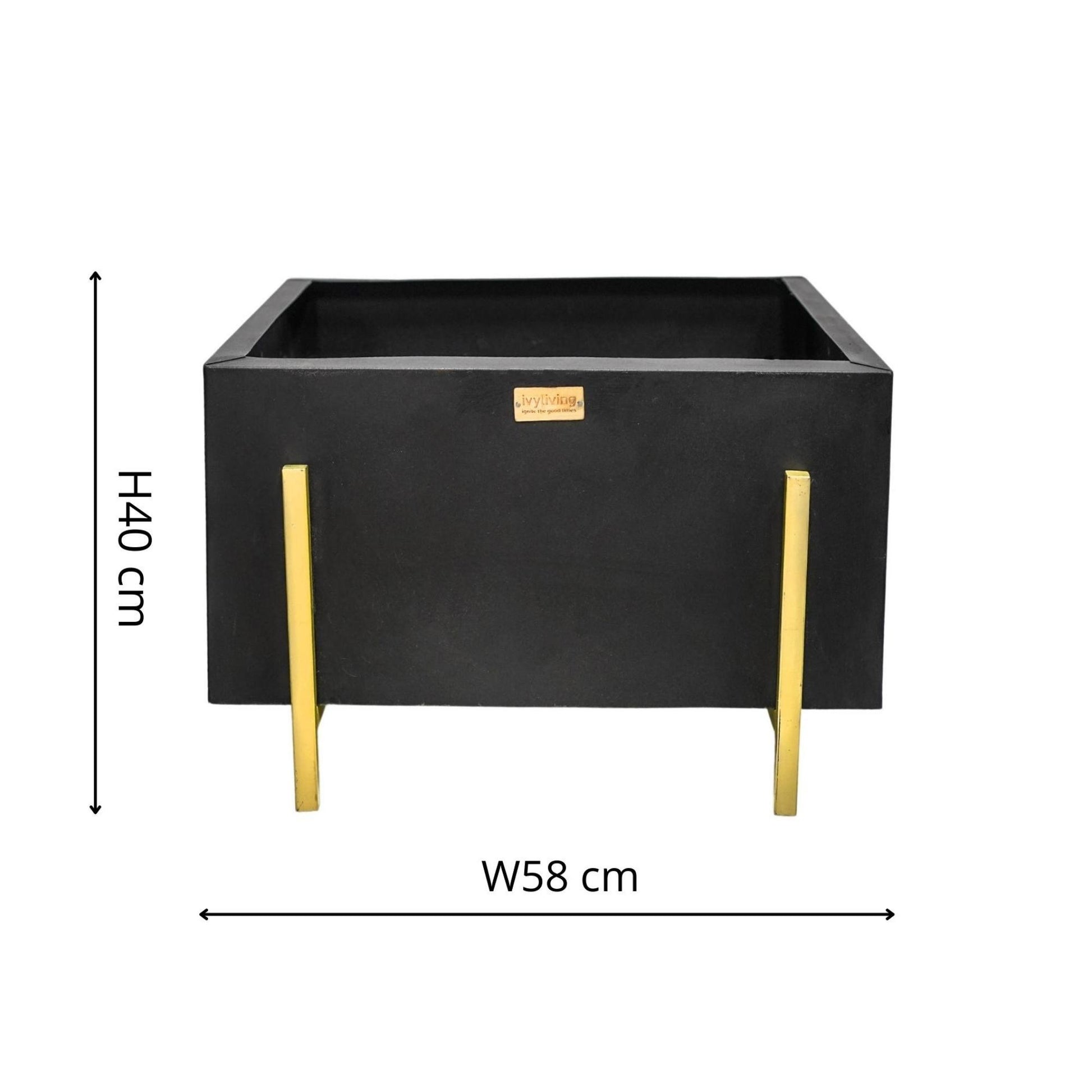 Outdoor Orion Fire Pit in Matt Black/Antique Gold H40CM W58CM