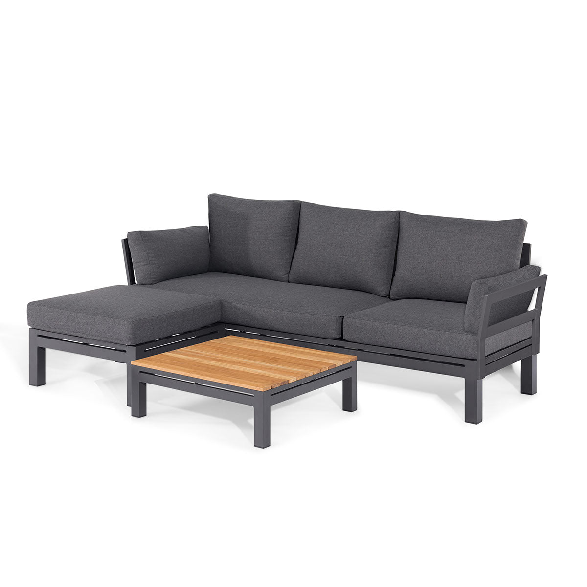 Oslo Chaise Sofa Set in Charcoal