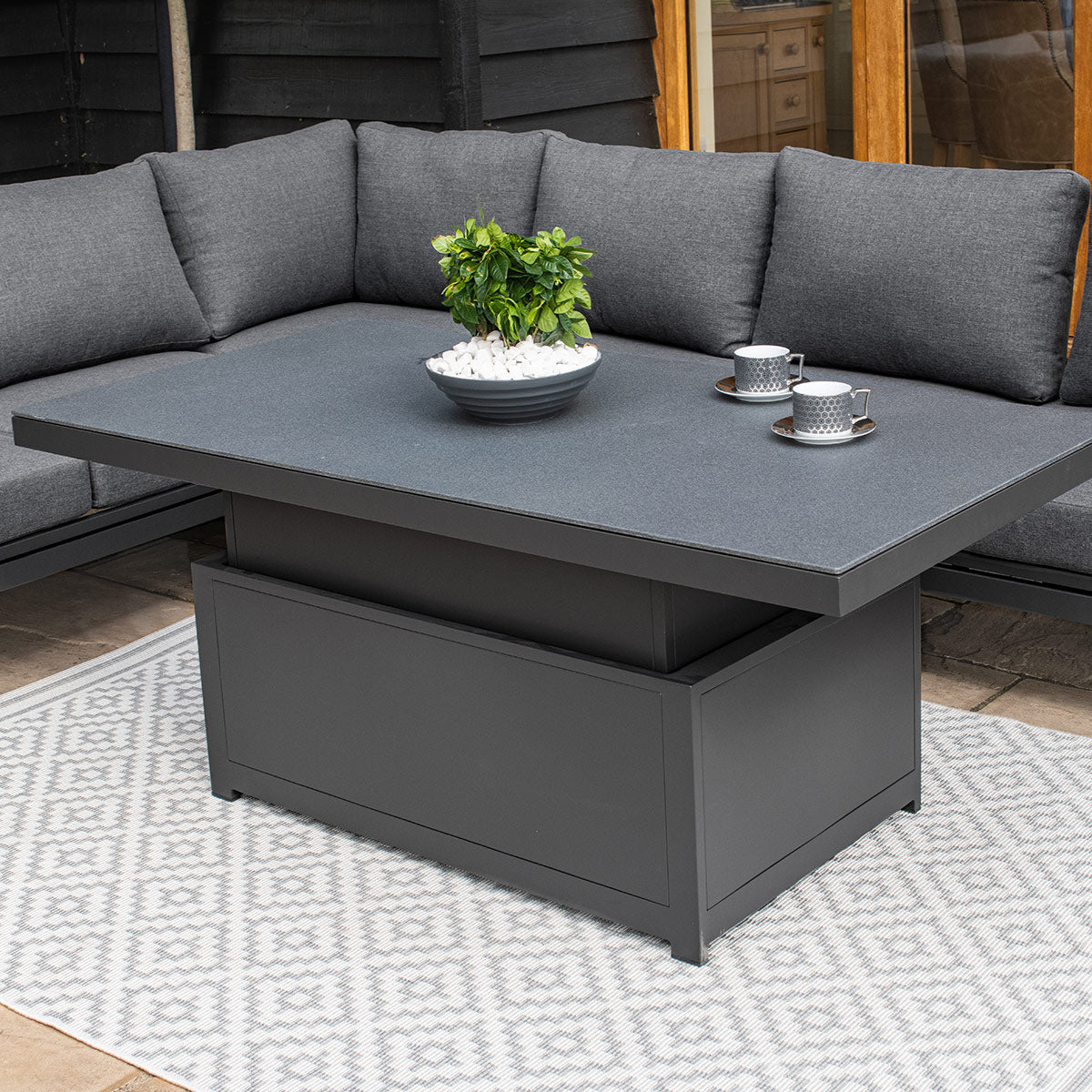 Oslo Corner Group with Rising Table in Charcoal