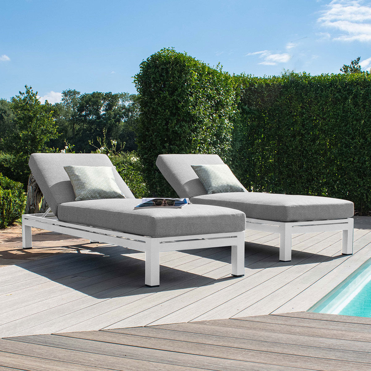 Oslo Double Sunlounger Set in Charcoal