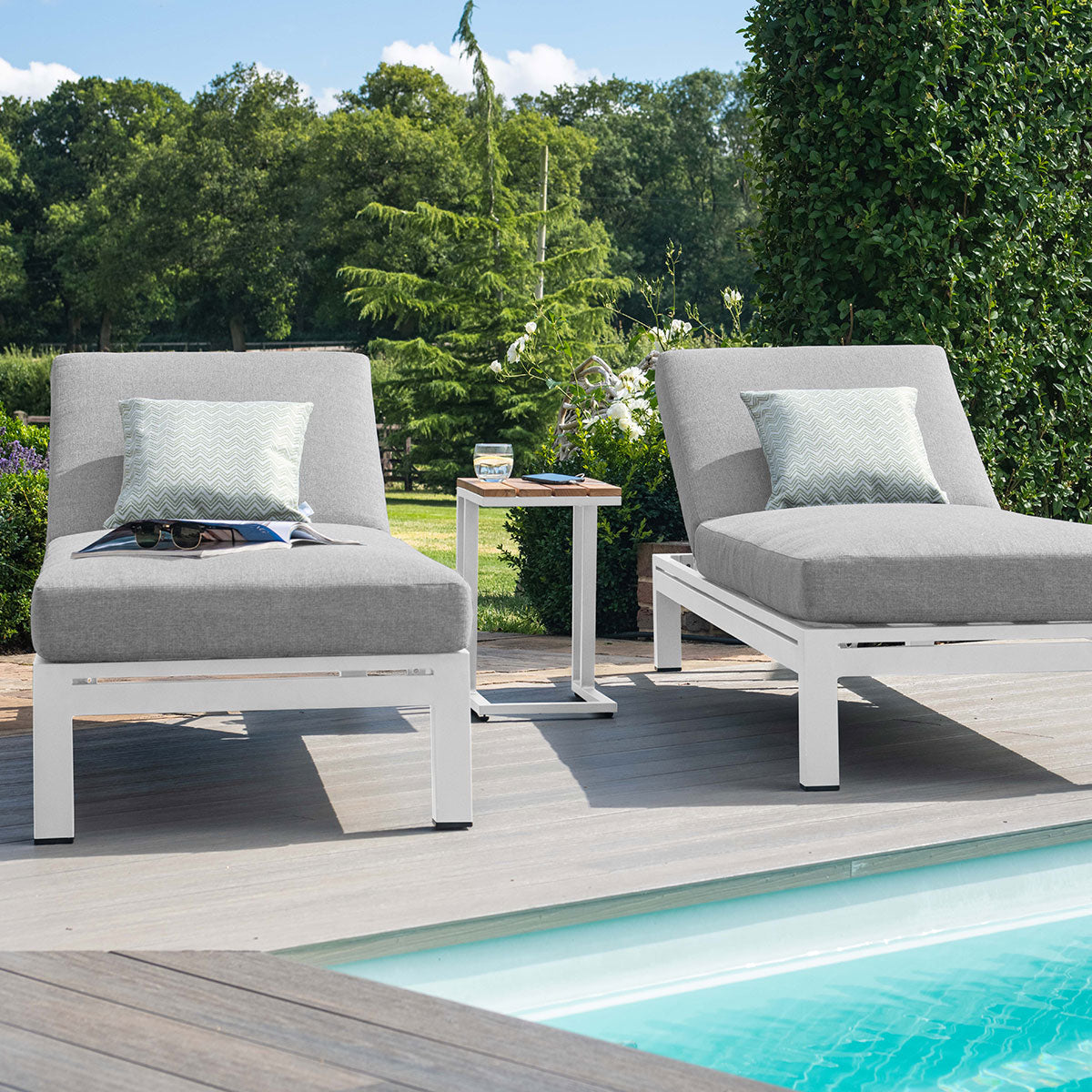 Oslo Double Sunlounger Set in Charcoal