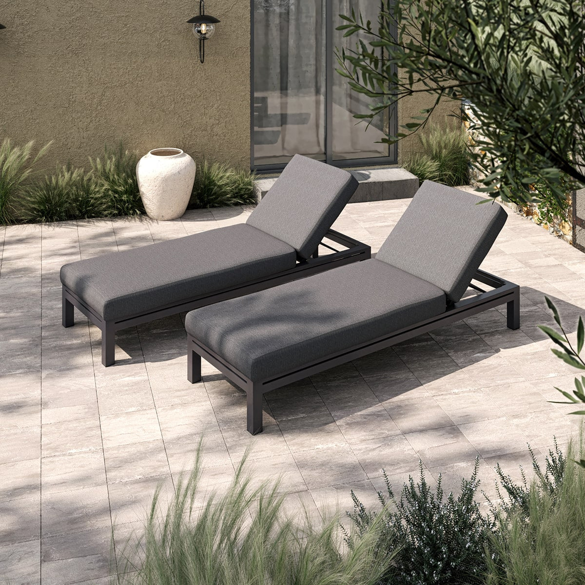 Oslo Double Sunlounger Set in Charcoal