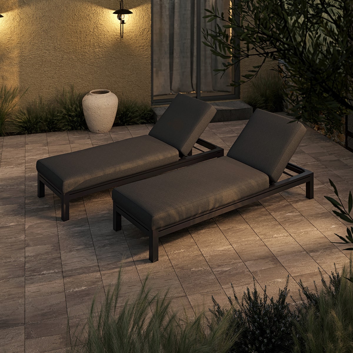 Oslo Double Sunlounger Set in Charcoal