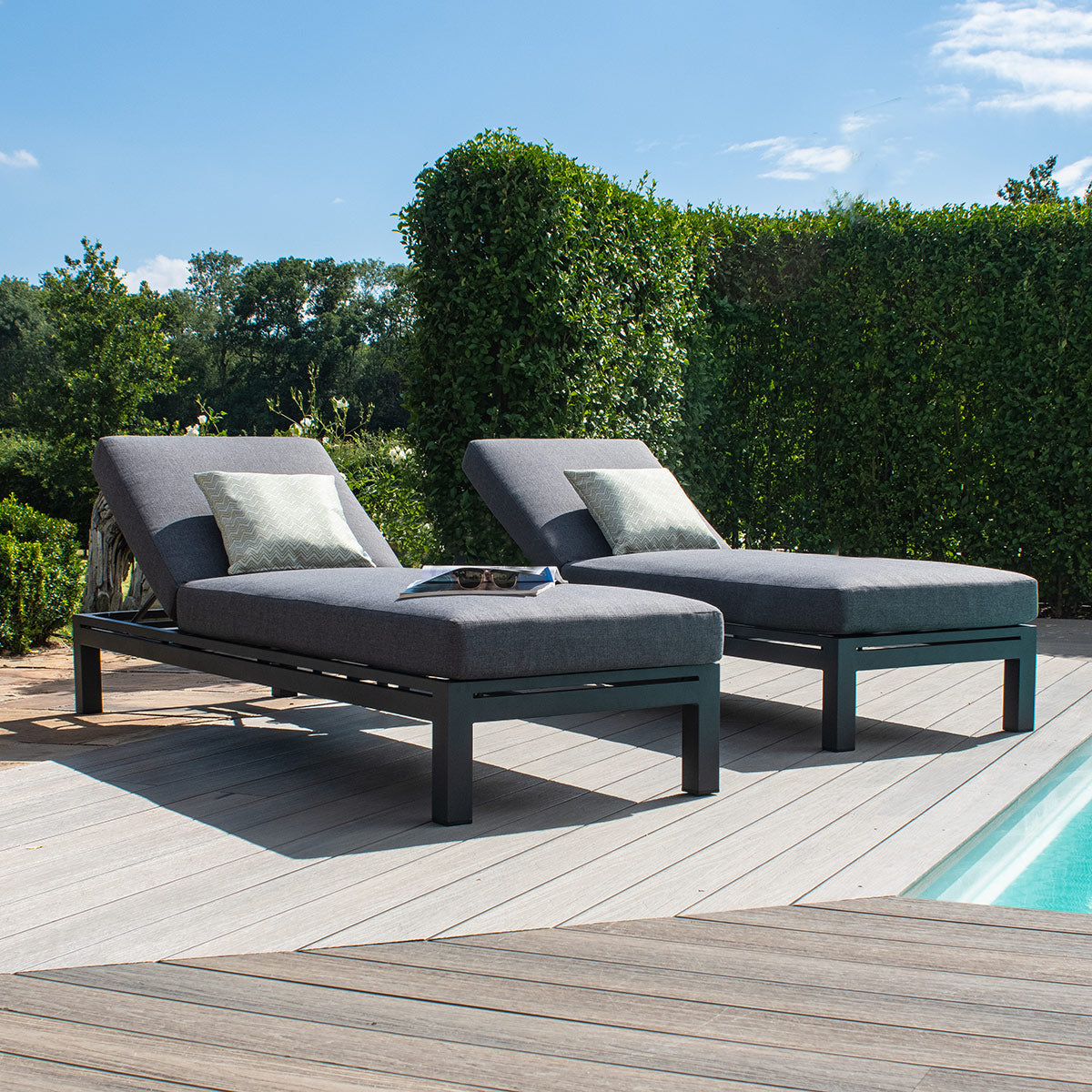 Oslo Double Sunlounger Set in Charcoal