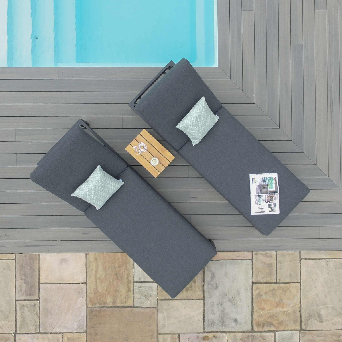 Oslo Double Sunlounger Set in Charcoal