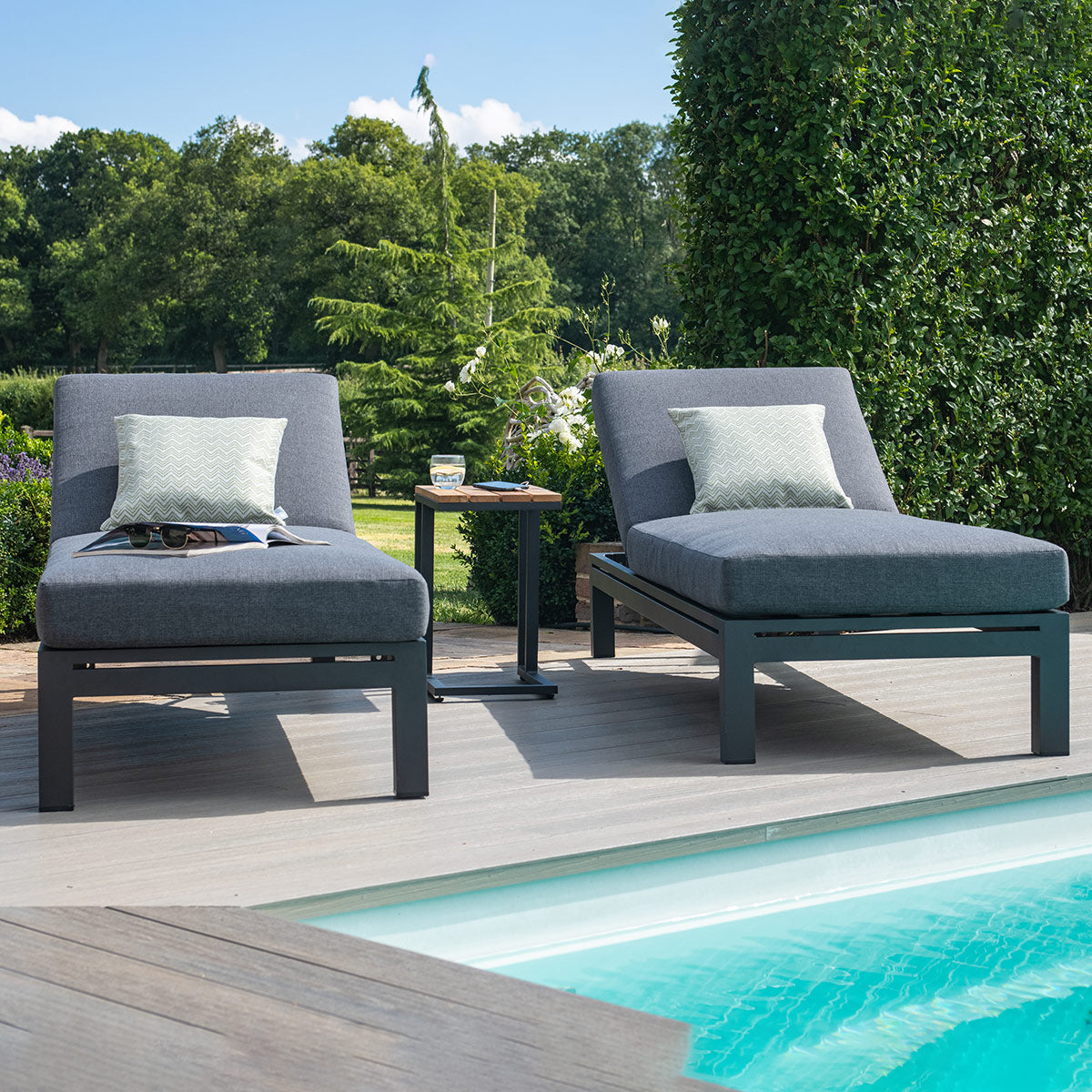 Oslo Double Sunlounger Set in Charcoal