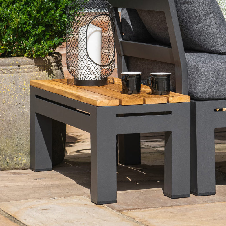 Oslo Rectangular Teak Top Side Table in Charcoal