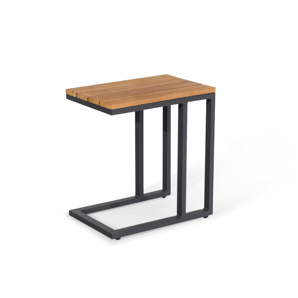 Oslo U Shaped Teak Top Side Table in Charcoal