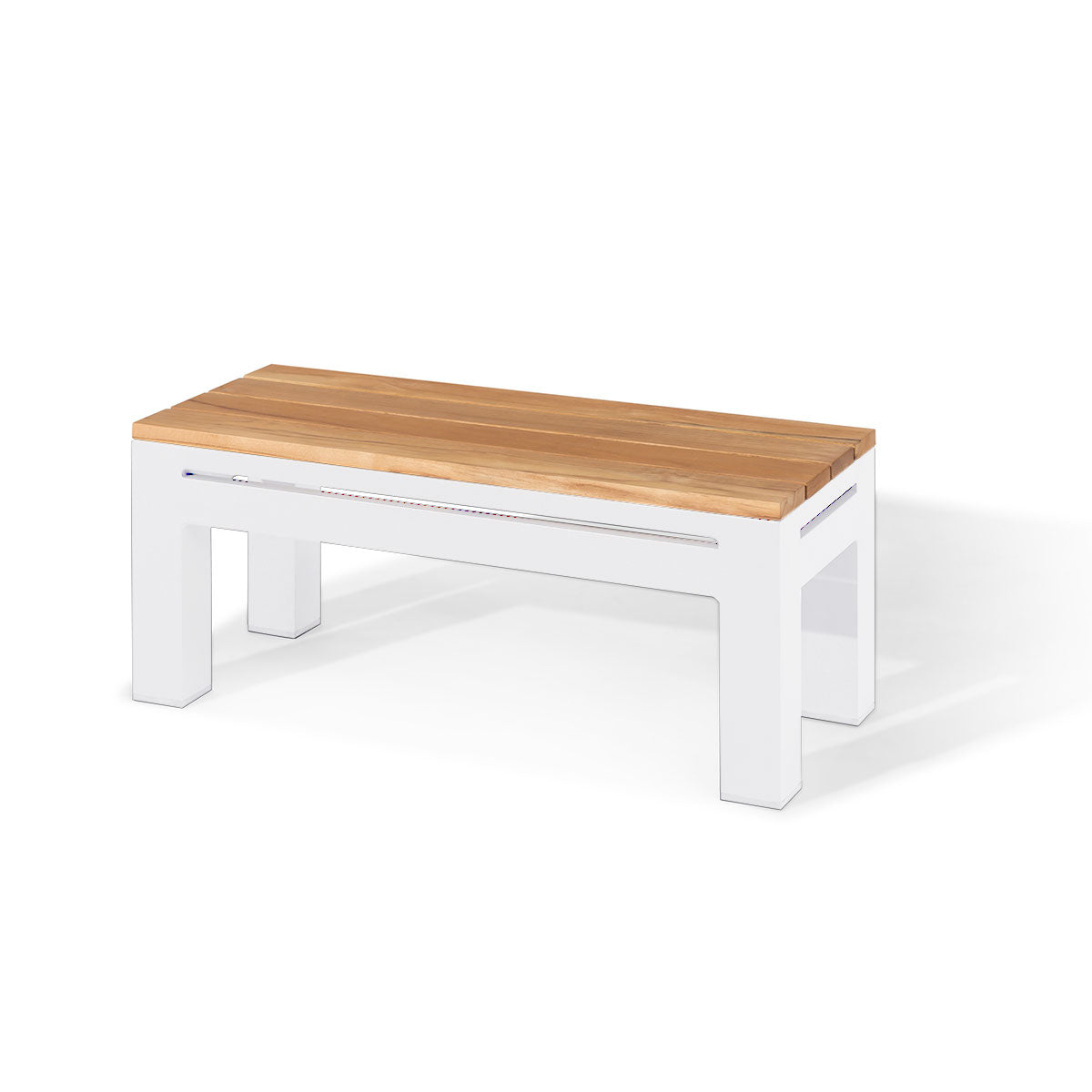 Oslo Rectangular Teak Top Side Table in White