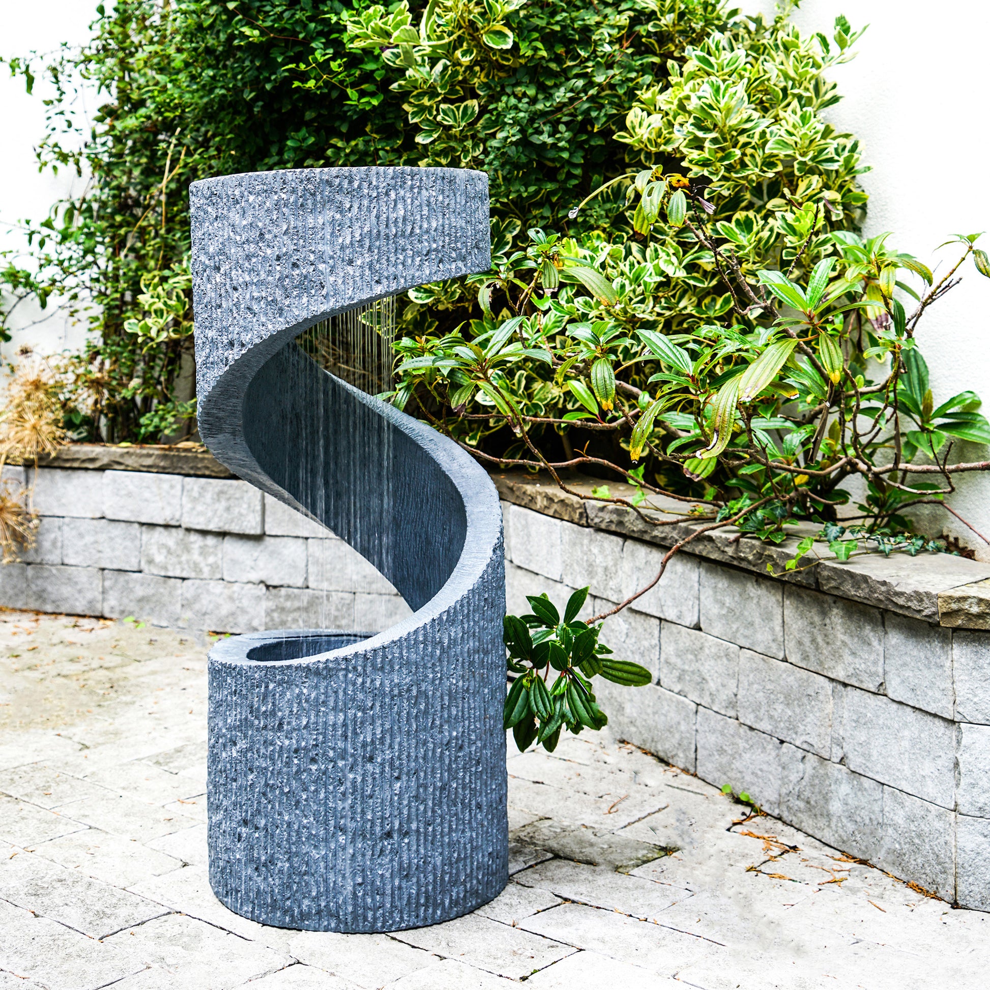 Outdoor Spiral Water Feature Cement H82Cm W35CM