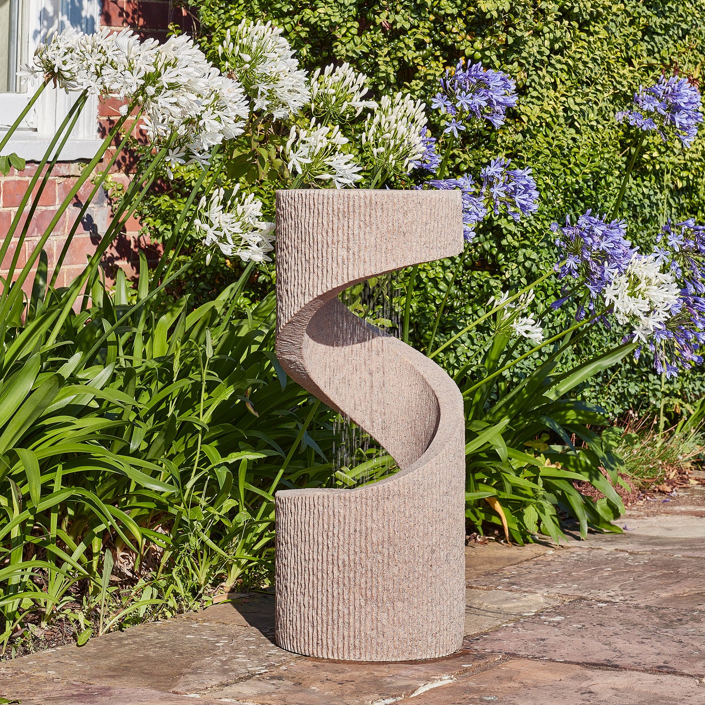 Outdoor Spiral Water Feature Sandstone H82CM W35CM