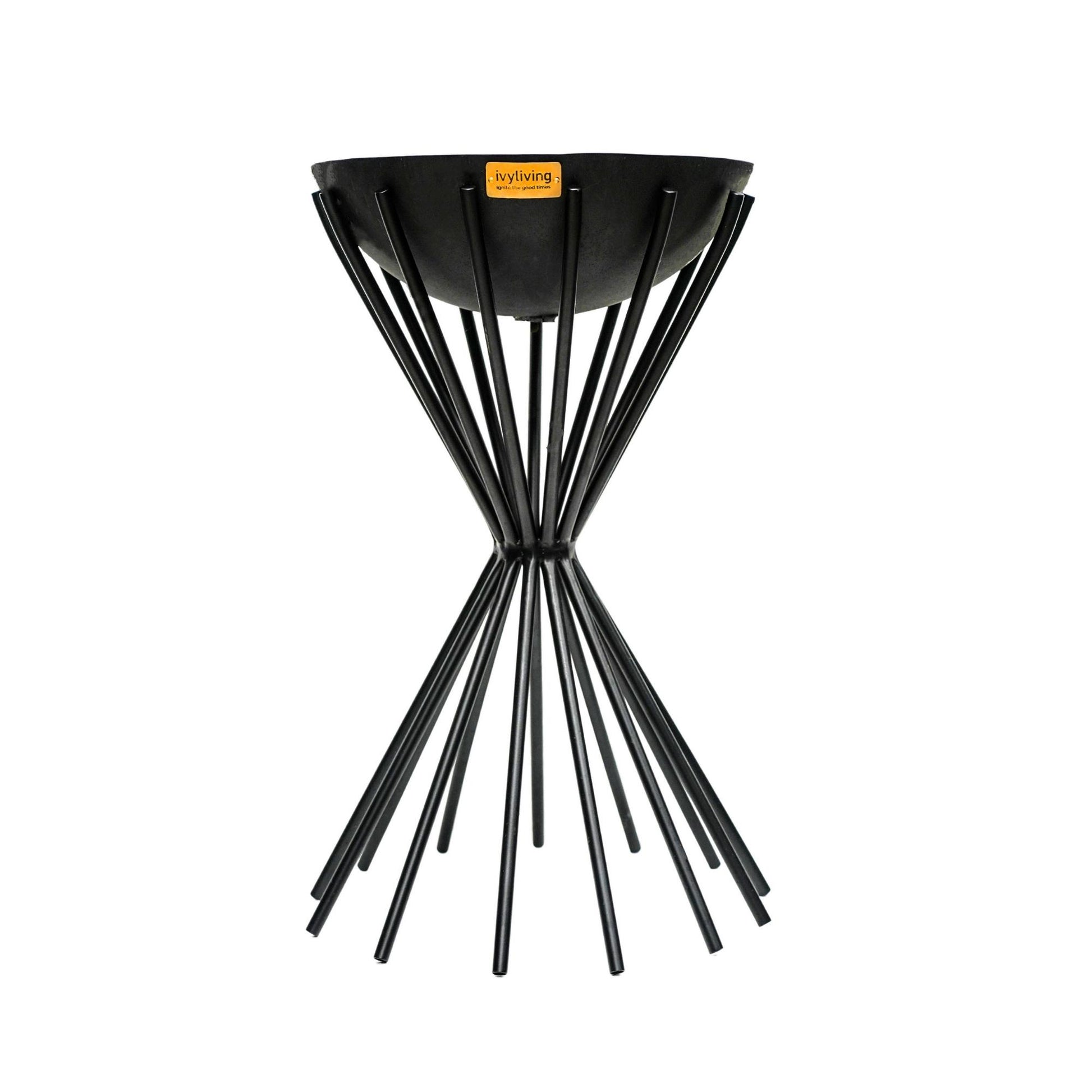 Outdoor Tall Metal Dakota Fire Pit in Black H65Cm W38Cm