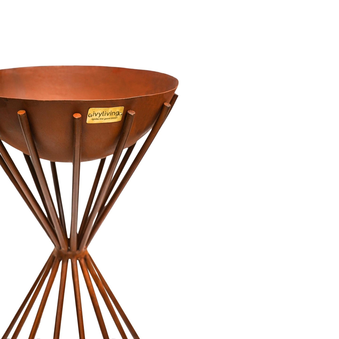 Outdoor Tall Metal Dakota Fire Pit in Rust H65Cm W38Cm