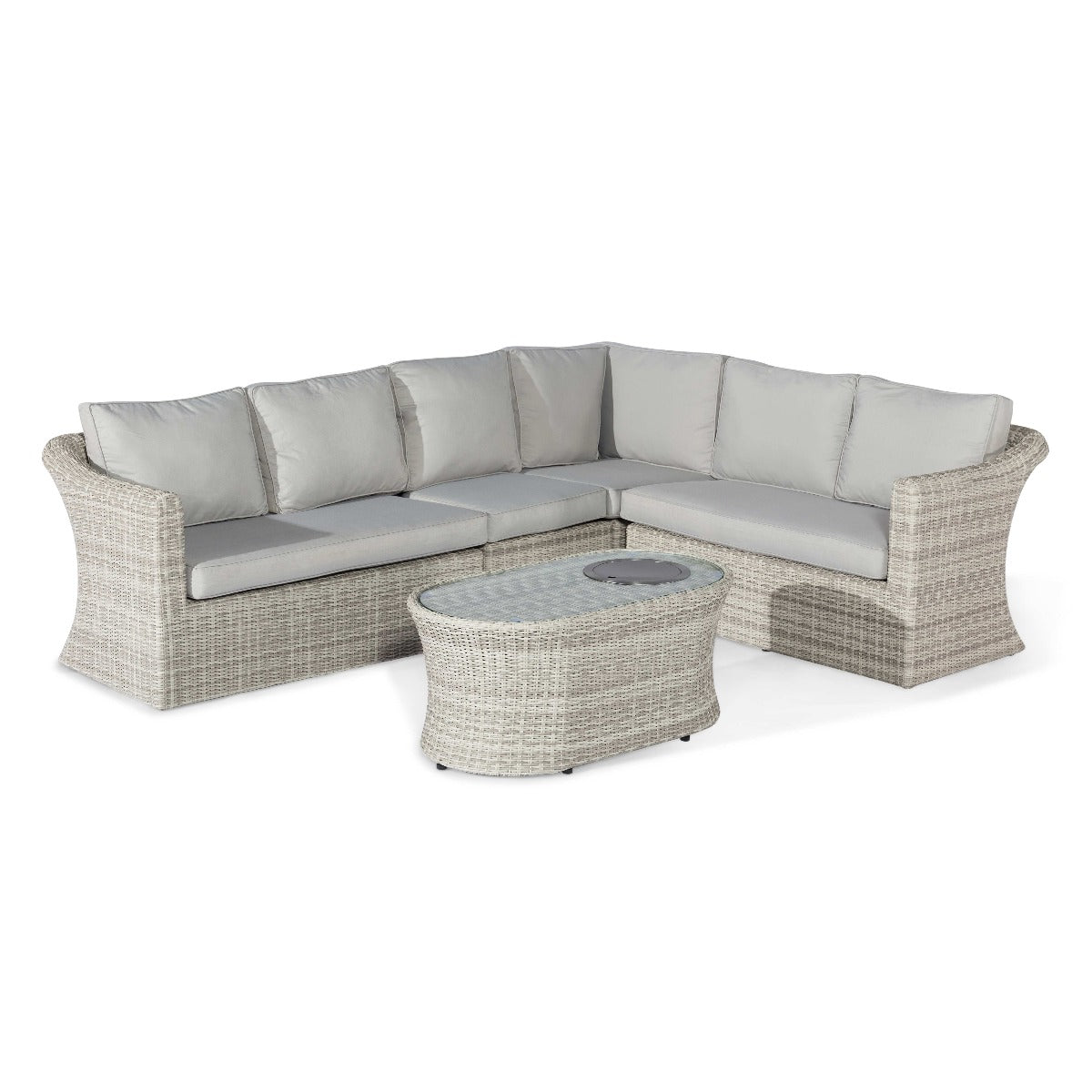 Oxford Large Corner Sofa with Fire Pit Coffee Table in Light Grey