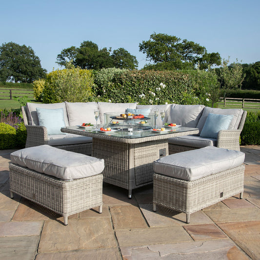 Oxford Royal Corner with Fire Pit in Light Grey