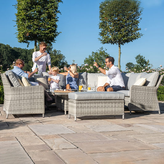 Oxford Royal U Shaped Sofa Set with Rising Table in Light Grey