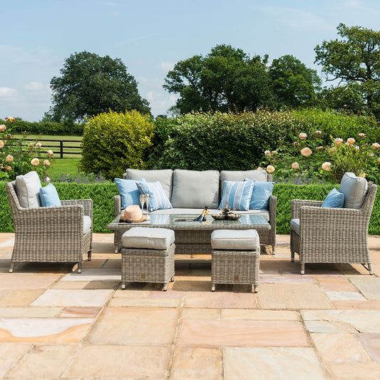 Oxford Sofa Dining Set with Ice Bucket & Rising Table in Light Grey