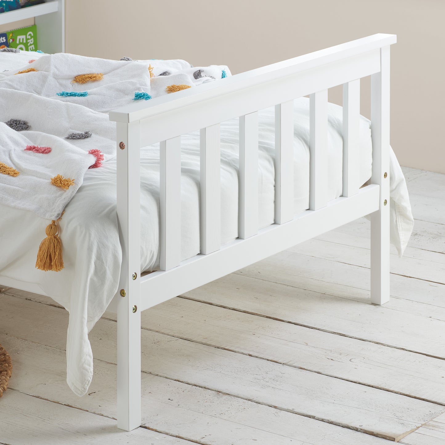 Oxford White Single Wooden Bed Frame - Classic Shaker Farmhouse Inspired Design