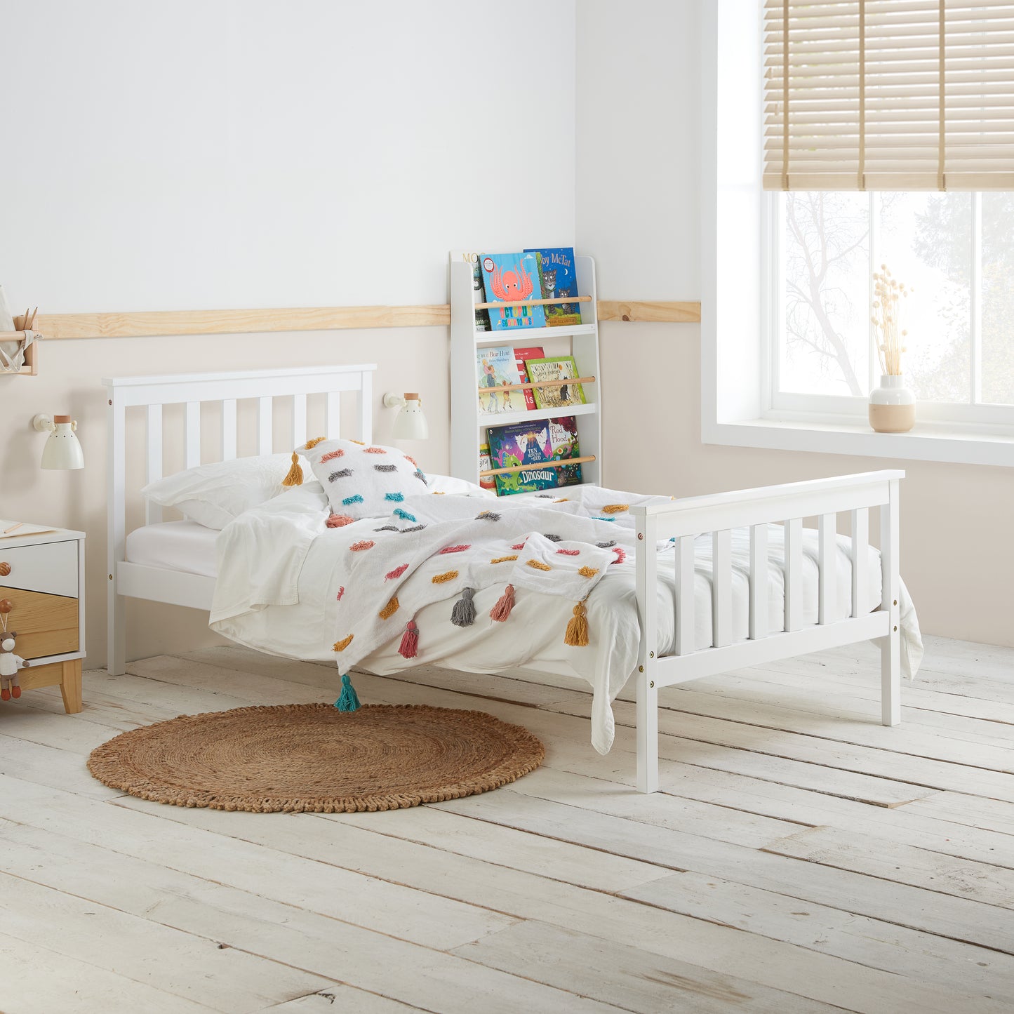 Oxford White Single Wooden Bed Frame - Classic Shaker Farmhouse Inspired Design