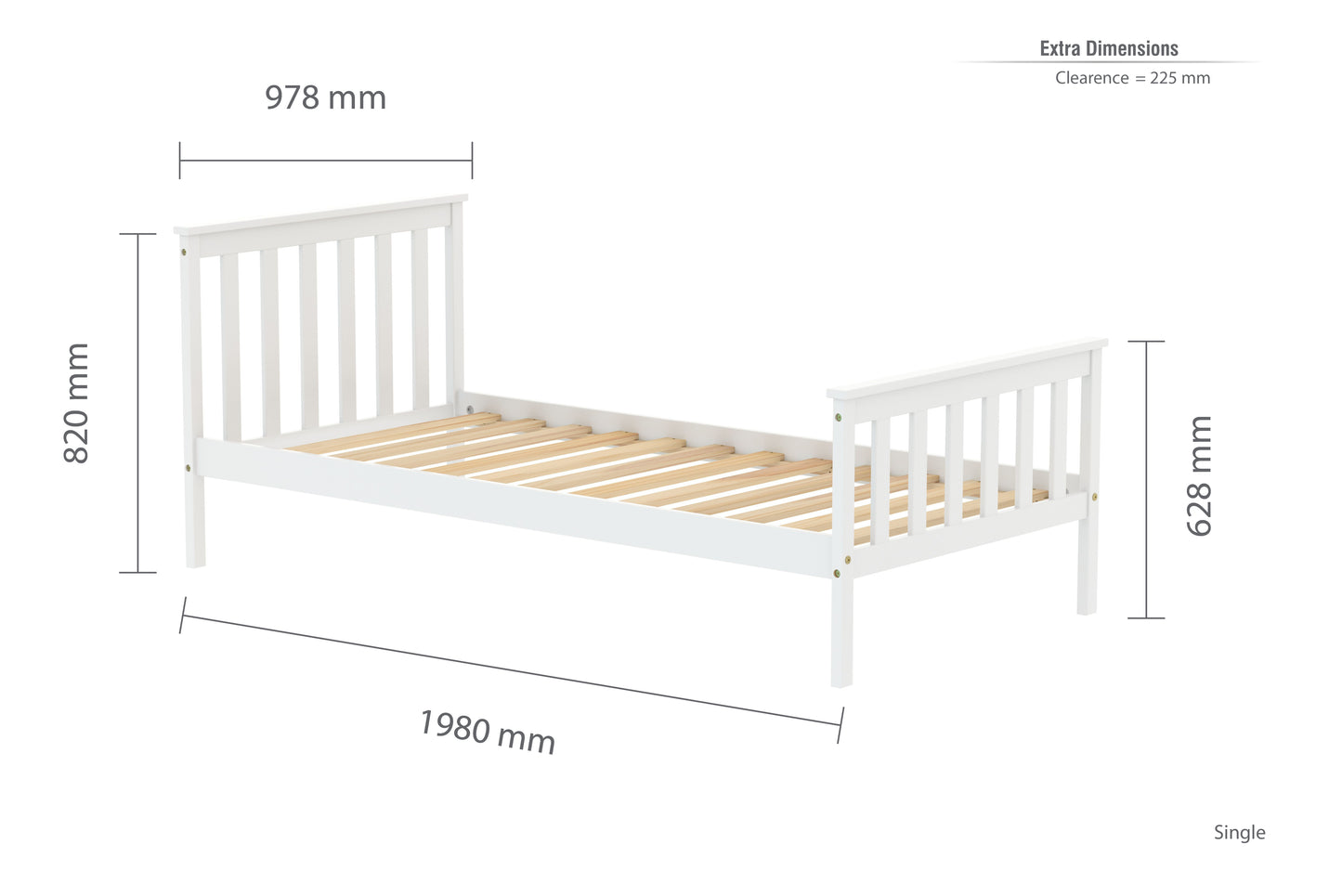 Oxford White Single Wooden Bed Frame - Classic Shaker Farmhouse Inspired Design