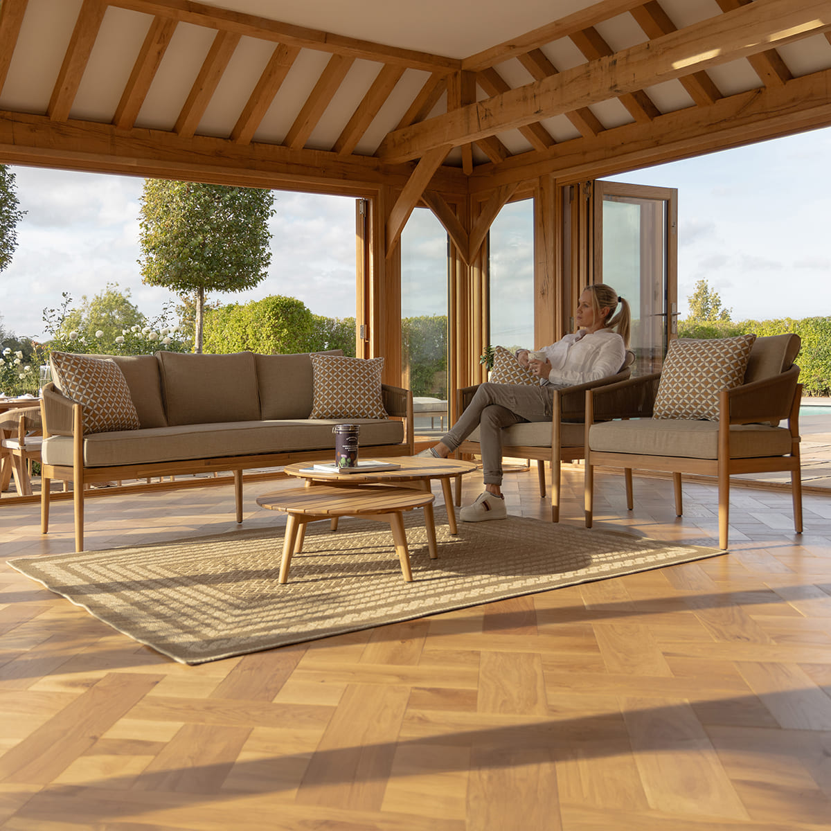 Porto 3 Seat Lounge Set in Sandstone