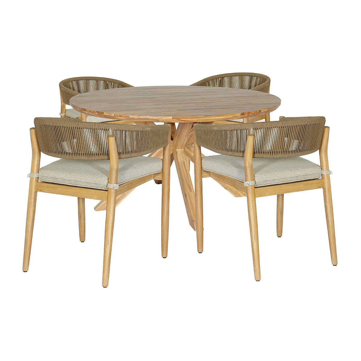 Porto 4 Seat Round Dining Set in Sandstone