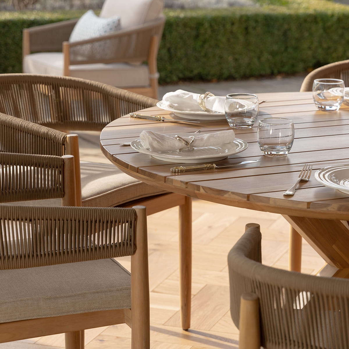 Porto 6 Seat Round Dining Set in Sandstone