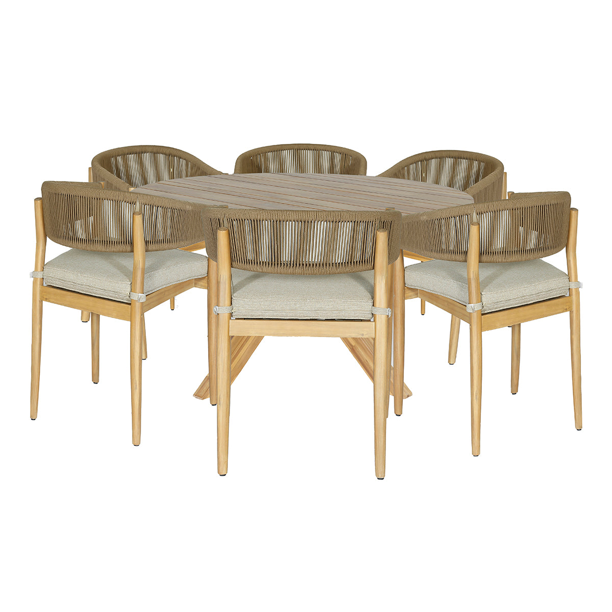 Porto 6 Seat Round Dining Set in Sandstone