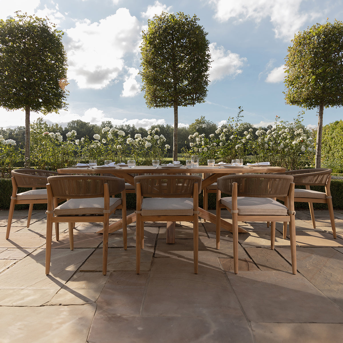 Porto 8 Seat Rectangular Dining Set in Sandstone