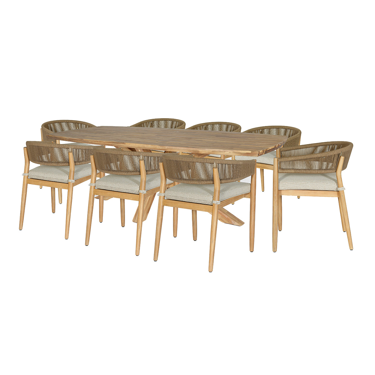 Porto 8 Seat Rectangular Dining Set in Sandstone