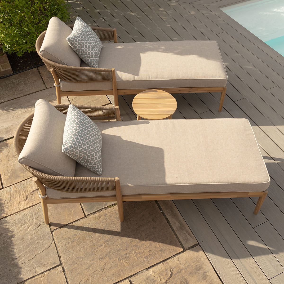 Porto Double Sunlounger Set in Sandstone